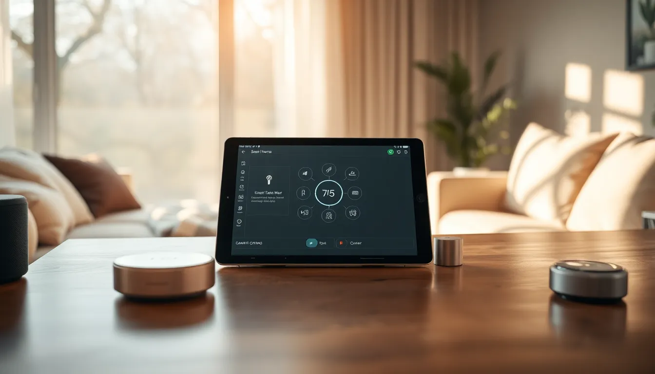 스마트 홈 가전으로 연결된 현대적인 거실 모습