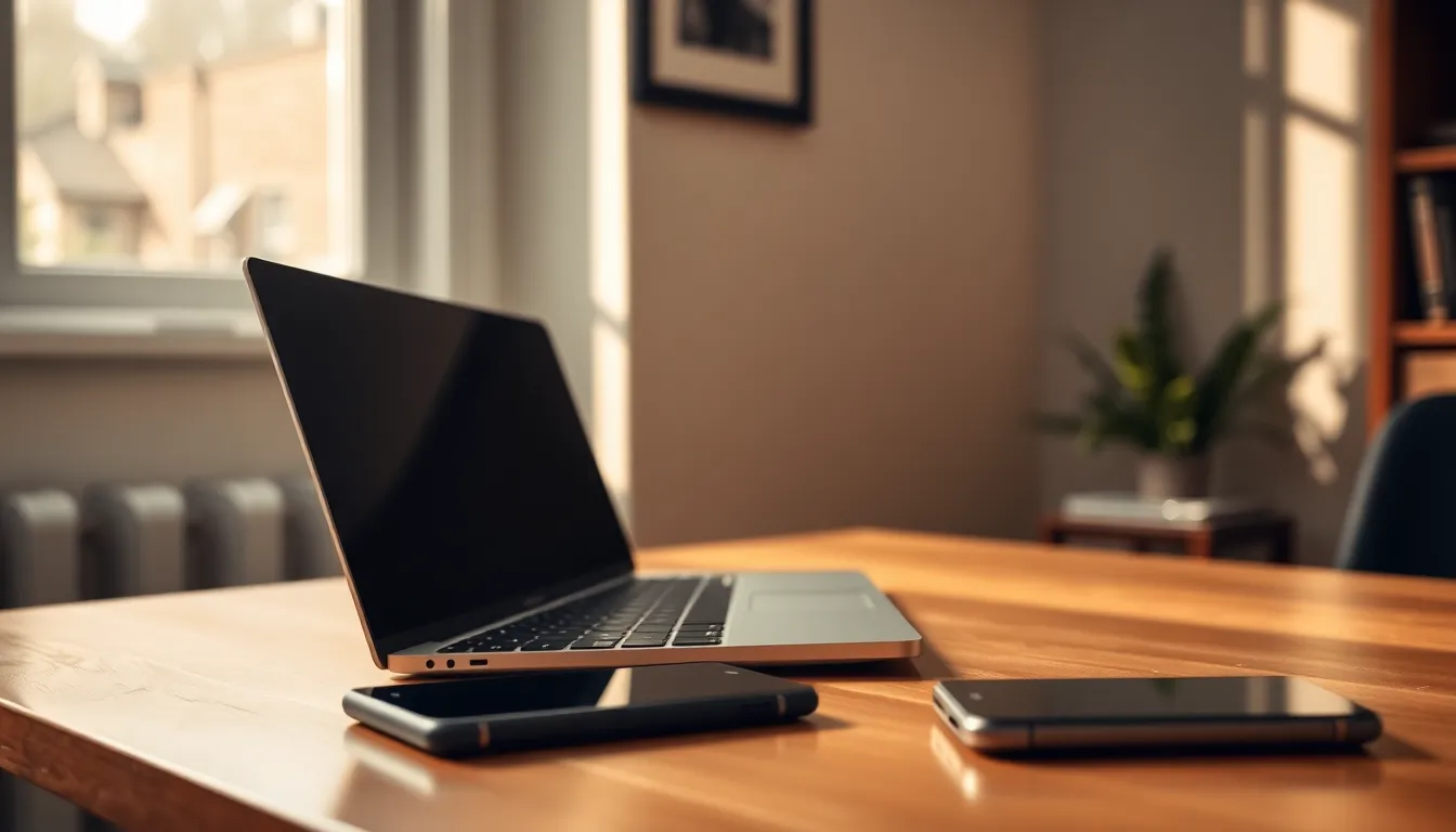 미래형 스마트 기기들을 사용하는 사람들