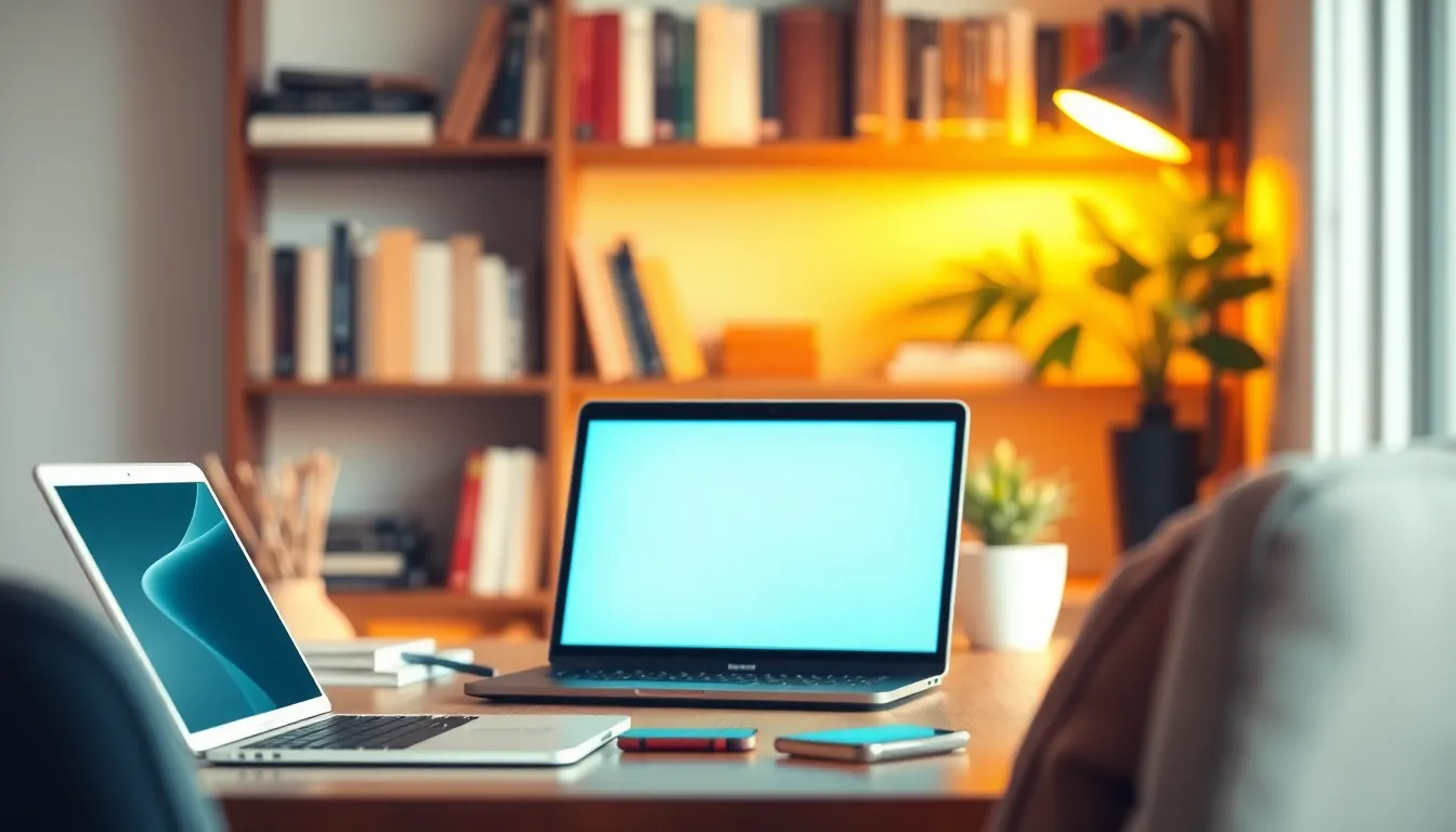 최신 전자기기를 활용하는 사람들의 모습