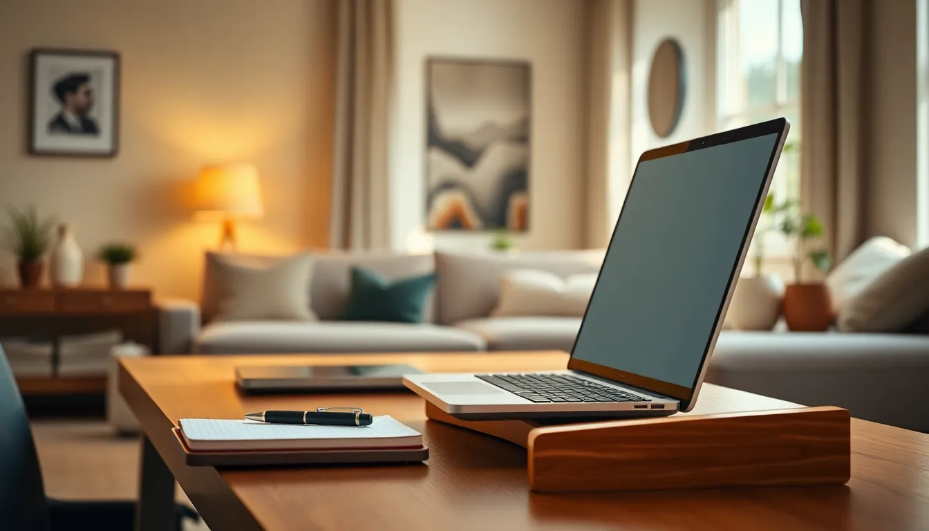 다양한 전자제품 거치대를 활용하여 깔끔하게 정리된 책상