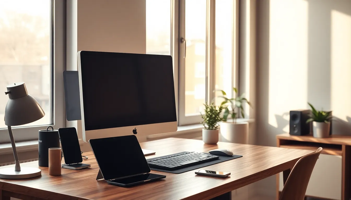 다양한 전자제품이 놓여있는 모습